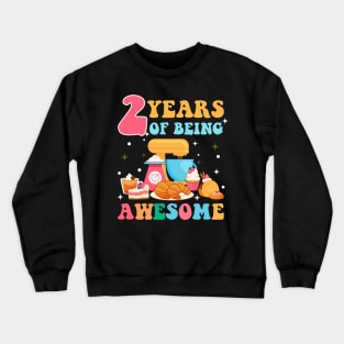 2 Years Of Being Awesome Tee 2nd Baking Birthday Gift Leopard Girl Birthday Tee Baking Party Outfit Crewneck Sweatshirt